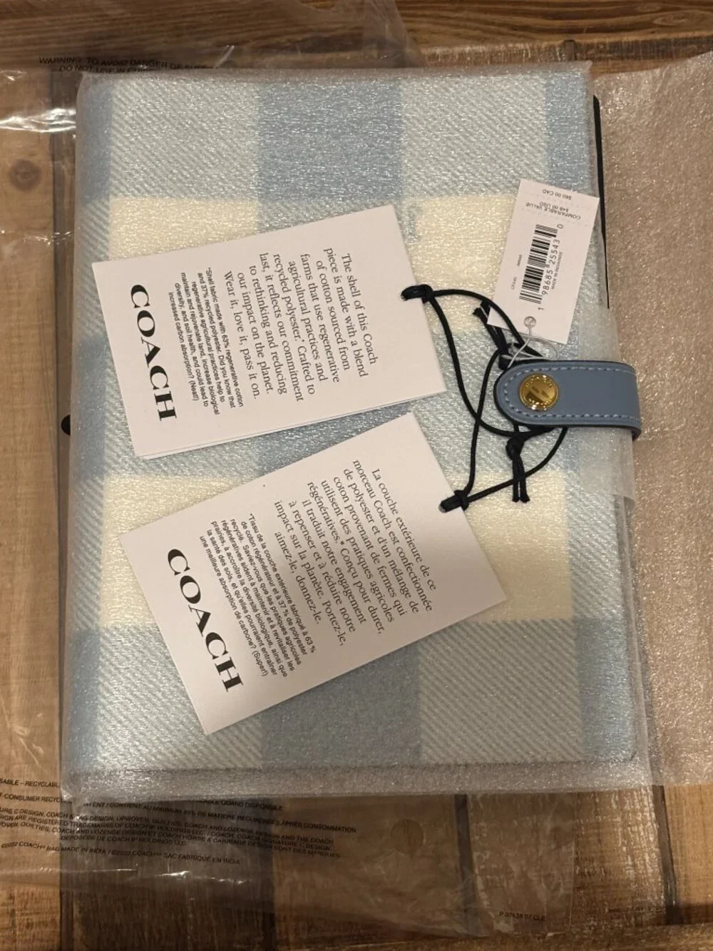 2026 Coach Notebook With Gingham Print | Blue/White CFA43 NWT